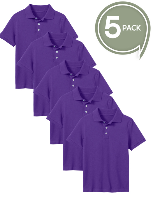 5-Pack School Uniform Tagless Polo Tshirt for Little Boys & Big Boys